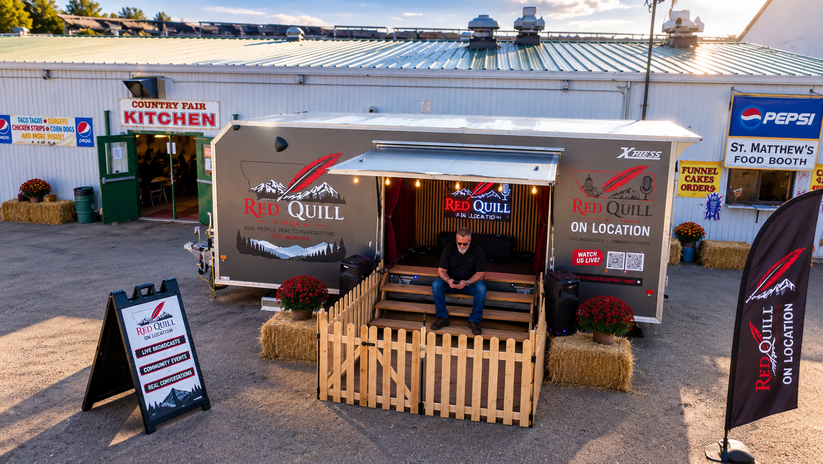 Red Quill On Location set up at a Montana fair